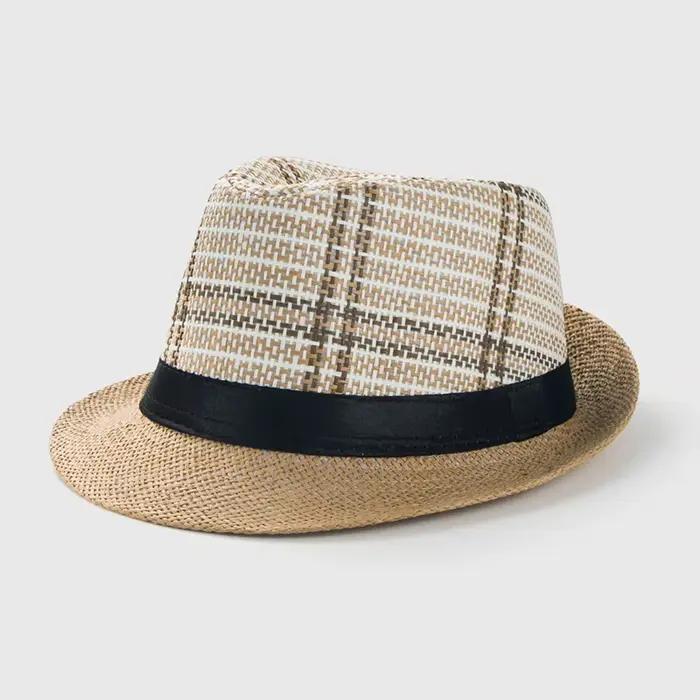 Chapeau de paille de cowboy pour hommes et femmes, casquettes ander, rayé, respirant, visière britan