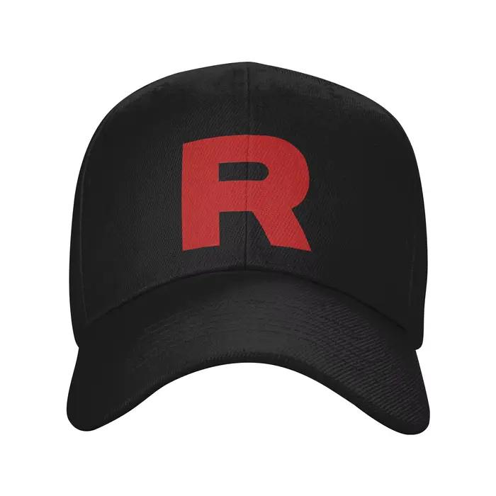 Casquette de baseball avec logo Team Rocket lettre R POKEMONED pour hommes et femmes, chapeau de cam