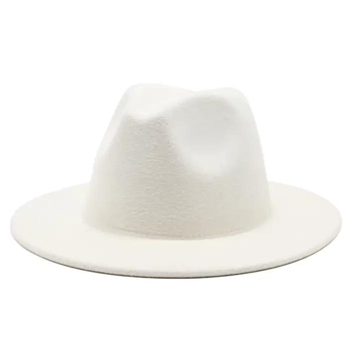 Automne hiver femmes feutre chapeau Fedoras grand bord chapeaux pour femmes Style britannique Vintag