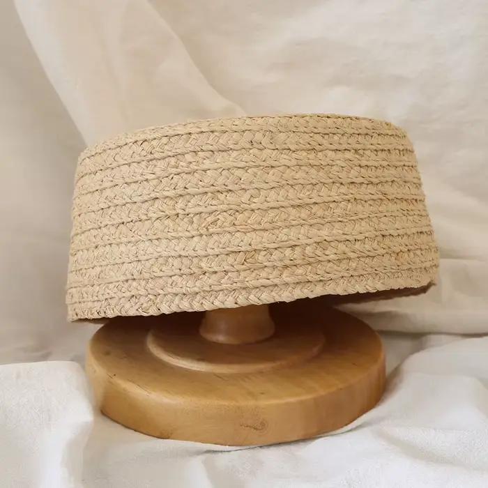 Chapeau Fedora d'été 100% en paille de raphia pour femme, fait main, style pillbox, béret, rétro, mo