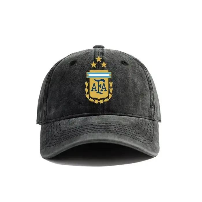 Casquette de baseball Argentine pour homme, style 'Dad Hat' vieilli, 3 étoiles, en coton réglable, p