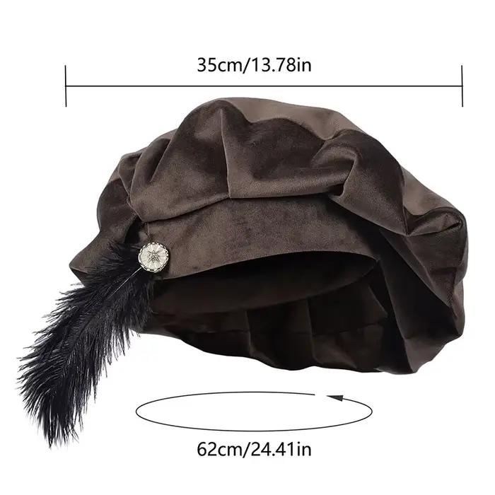 Béret médiéval avec plume, chapeau Tudor, casquette de minstre, casquette de la Renaissance Elizabet