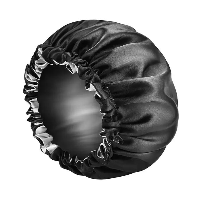 Bonnet de nuit en satin, accessoire pour cheveux bouclés, frisés et crépus, réversible bicolore, tai