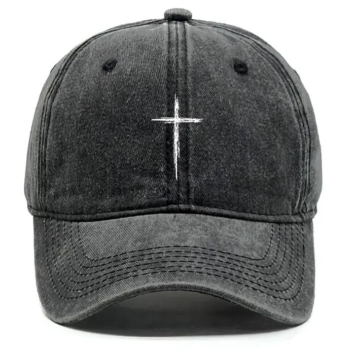 Casquette de Baseball croix blanche, chapeau de camionneur à bord brut, Snapback réglable pour l'alp