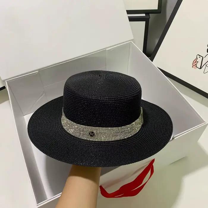 JOStrap-Chapeau de joueur en paille pour femme, lettre anglaise, personnalisé, brodé, pare-soleil, s