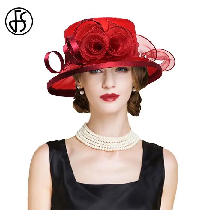 Chapeaux pare-soleil à dessus plat pour femmes, élastique 2024, fleur élégante, patients de mariage,
