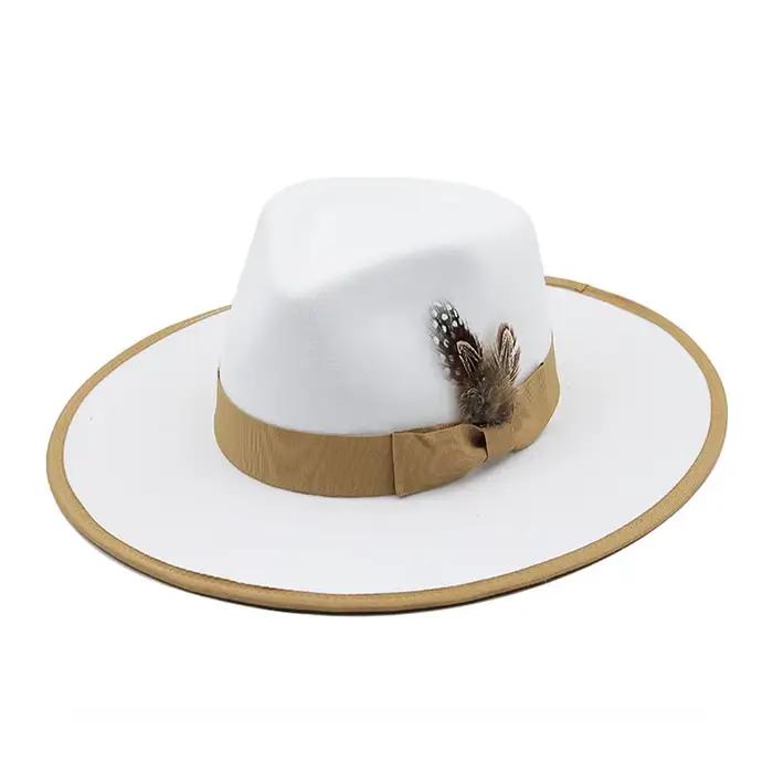 Chapeaux Fedora en feutre à bord large pour femmes, chapeaux de jazz formels pour hommes, chapeaux P