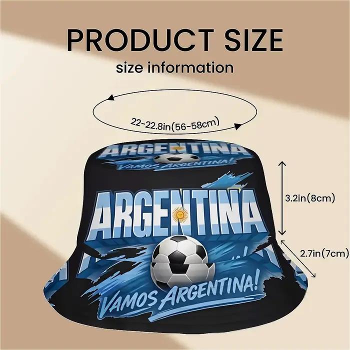 1 chapeau de pêcheur imprimé unisexe à motif de football argentin (2), chapeau élégant et amusant, i