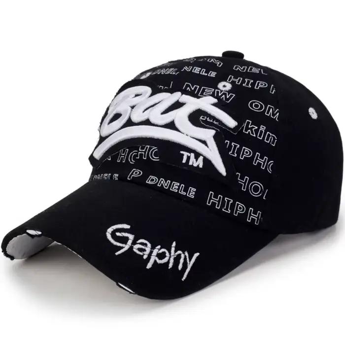Casquettes polyvalentes à broderie BAT effet déchiré, style Hip-hop, réglables, à visière, décontrac