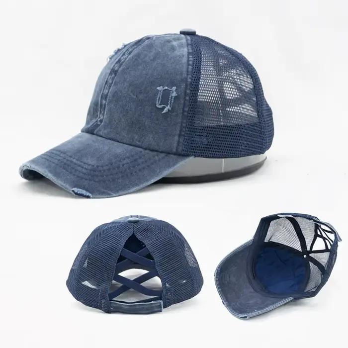 Casquettes de Baseball brodées avec Logo personnalisé pour hommes et femmes, en coton lavé, maille d