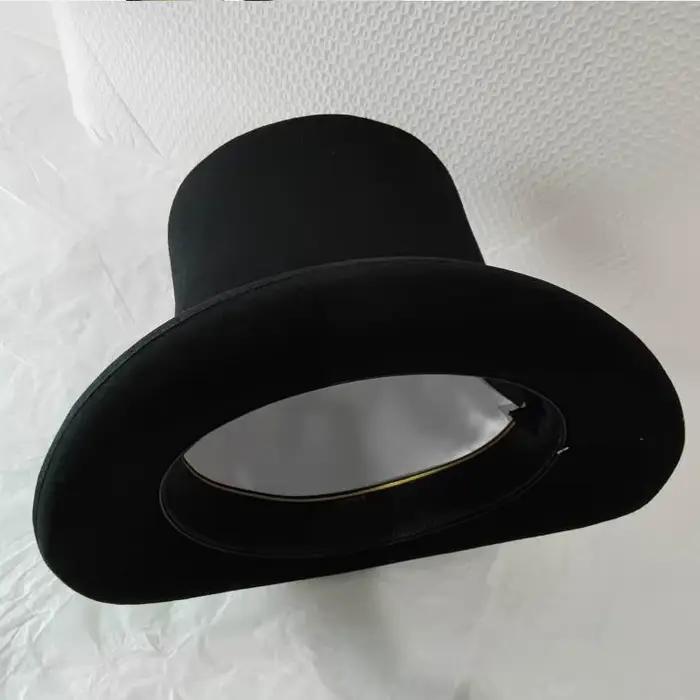 Chapeau haut de forme en feutre de laine noir de 25 cm pour homme, idéal pour les mariages, les fête