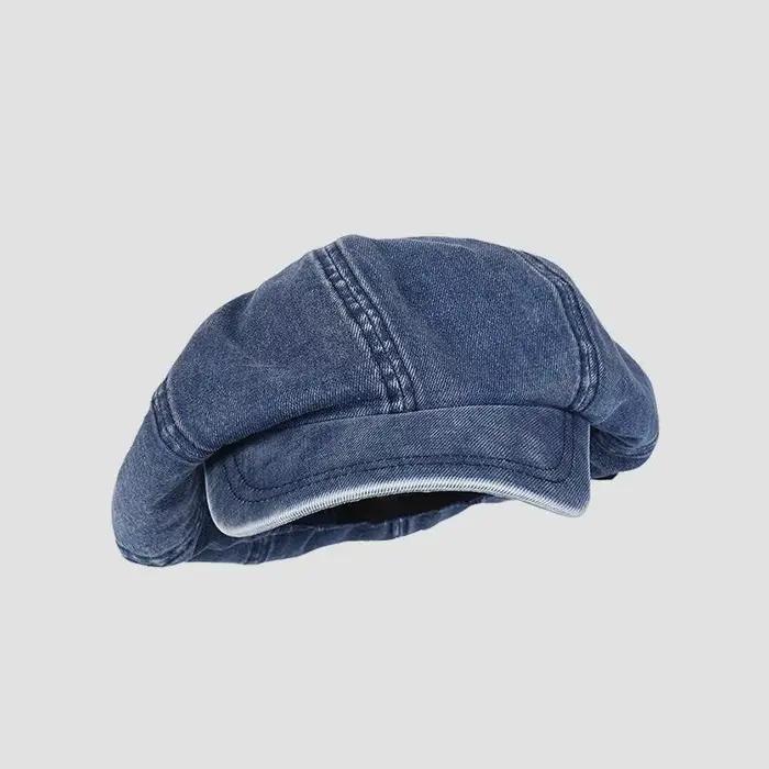 Béret en coton et Denim pour hommes et femmes, chapeau Vintage Boinas Hombre Newsboy, casquette plat