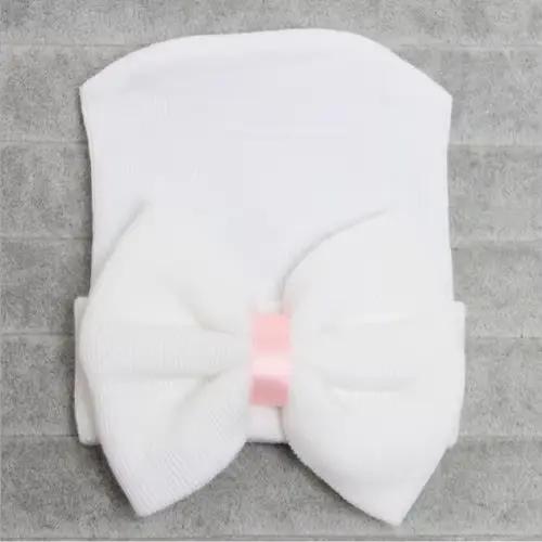 Bonnet chaud à rayures pour nouveau-né et enfant en bas âge, chapeau confortable avec gros nœud papi