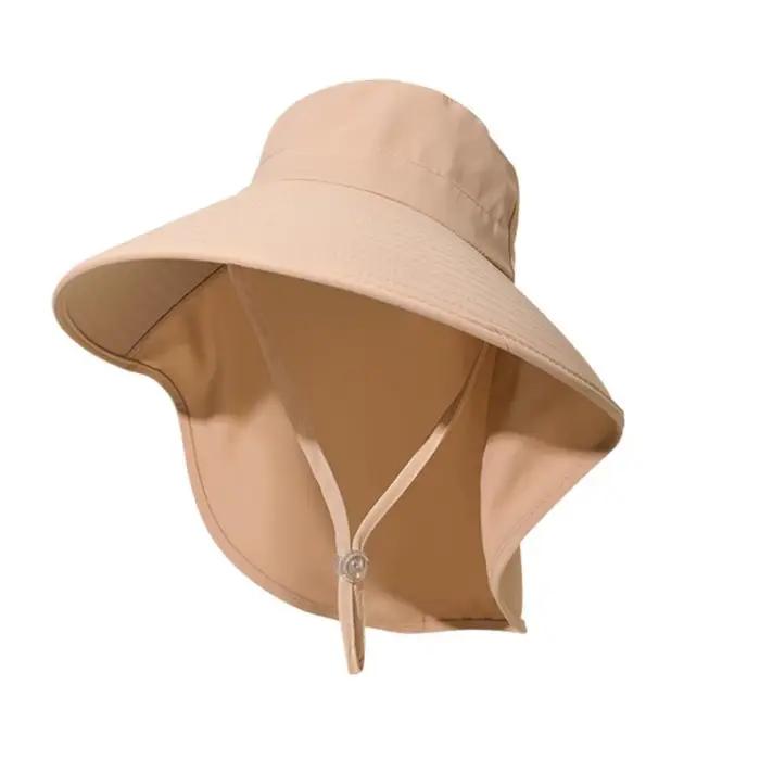 Chapeau de soleil pour femme, chapeau bob tendance d'été à large bord avec protection de nuque, prot
