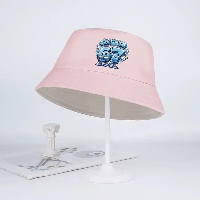 Chapeau de pêcheur à motif de dessin animé SIX SEVEN avec motif « 67 » pour enfants de 2 à 6 ans : c