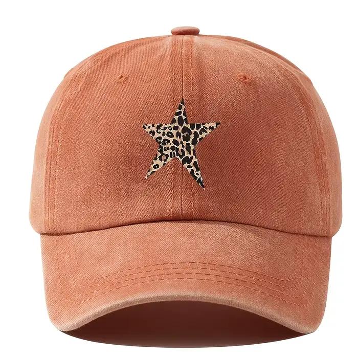 Casquette de baseball imitation rétro avec motif étoile imprimé léopard pour les loisirs, les voyage