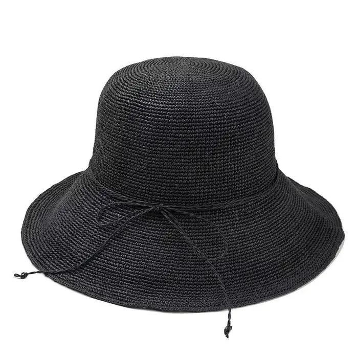 Chapeau de paille en raphia pour femmes, couvre-chef pliable à large bord, protection solaire