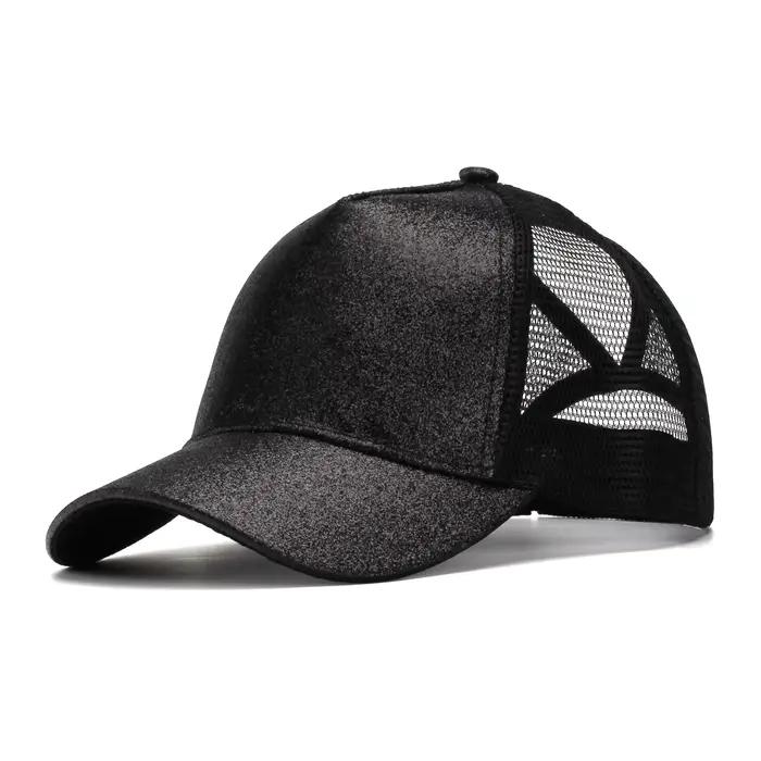 Casquette de baseball pour femme avec ouverture arrière et visière, rose vif, tendance, pour queue d