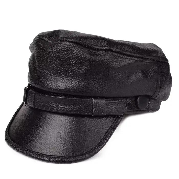 Chapeau de moto pour femmes et hommes, casquettes militaires en cuir véritable pour étudiants, béret