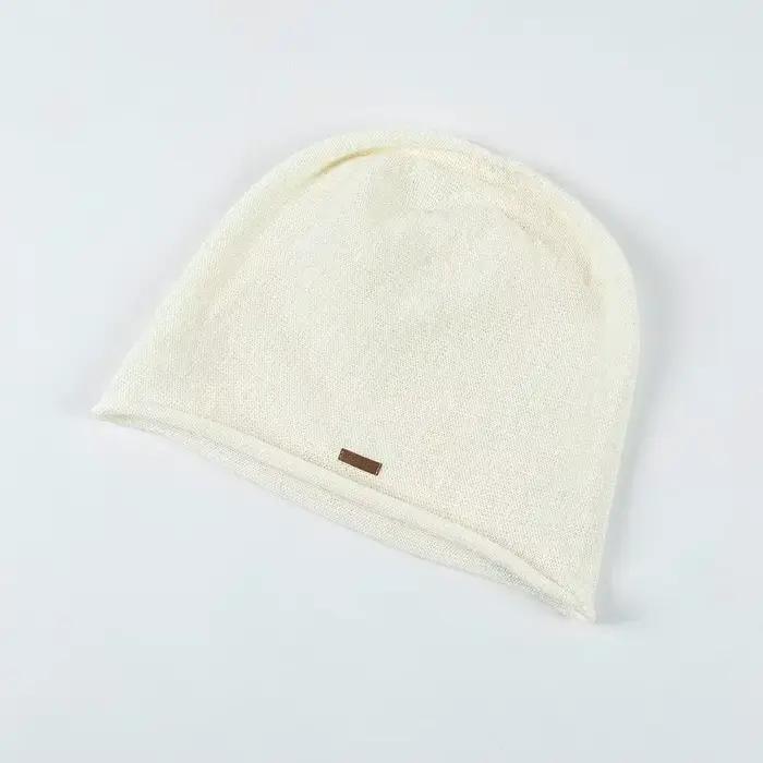 Bonnet tricoté en lin doux et respirant pour femme, Skullies décontractés, à la mode, couleur unie, 