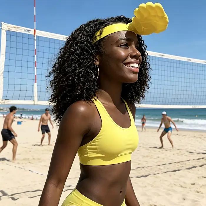 Nouveau bandeau chapeau de soleil jaune en forme de main pour homme et femme idéal pour la plage, le carnaval et les occasions spéciales