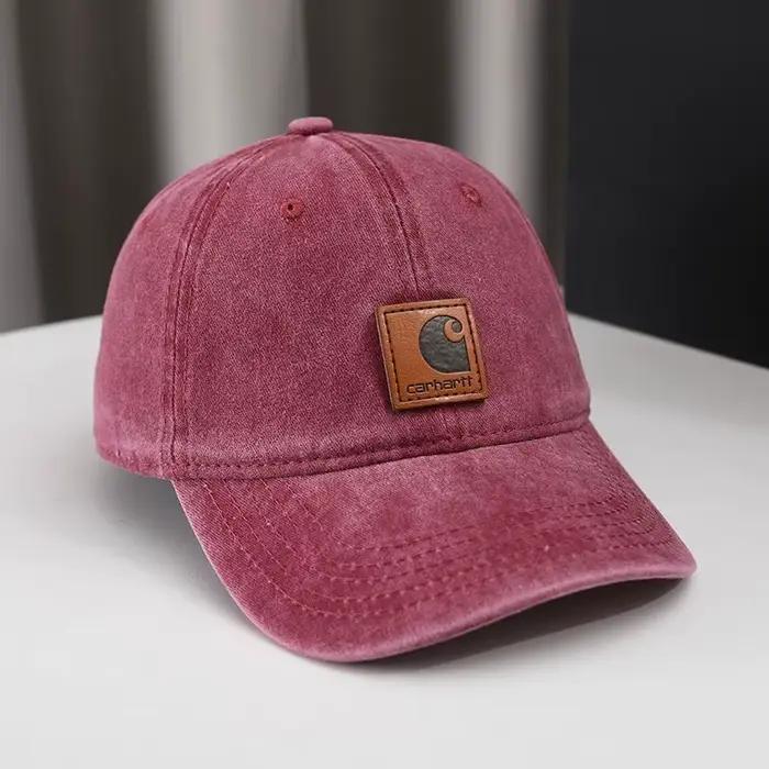 Casquette de baseball vintage délavée Carhartt avec patch en cuir rétro