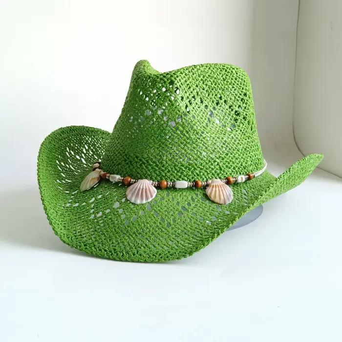 Chapeau de cowboy vert menthe fait main