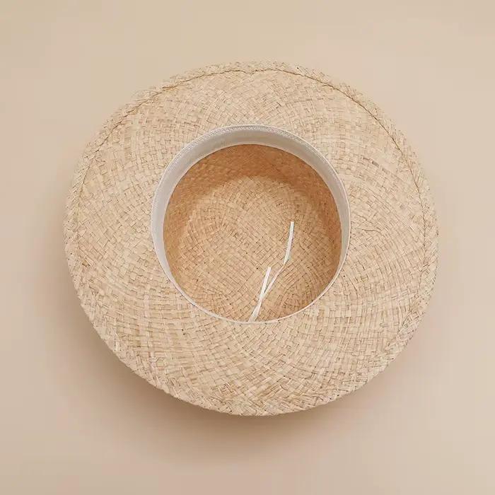 Chapeaux unisexes DIY en raphia pur beige à large bord pour femmes et hommes