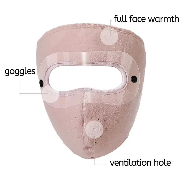 Masque facial complet de protection du visage et des yeux d'hiver, isolation polaire, masque d'équitation de ski coupe-vent et résistant au froid