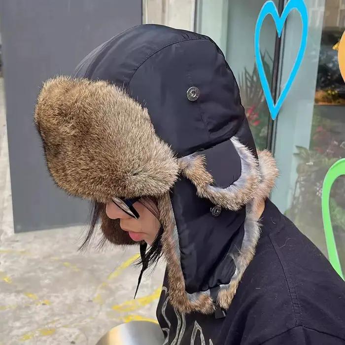 Hommes femmes trappeur Bomber chapeaux russe Ushanka chaud hiver fourrure oreillette chapeau Sports de plein air ski chasse pêche casquette en peluche