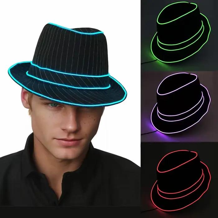 Chapeau et cravate lumineux pour homme – Chapeau drôle et lumineux