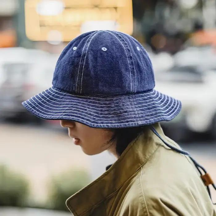 Chapeau de pêcheur Maden Vintage Denim Bleu Unisexe Sport Solide Coton Haute Qualité Occasions Extérieures Avantages Protection Solaire