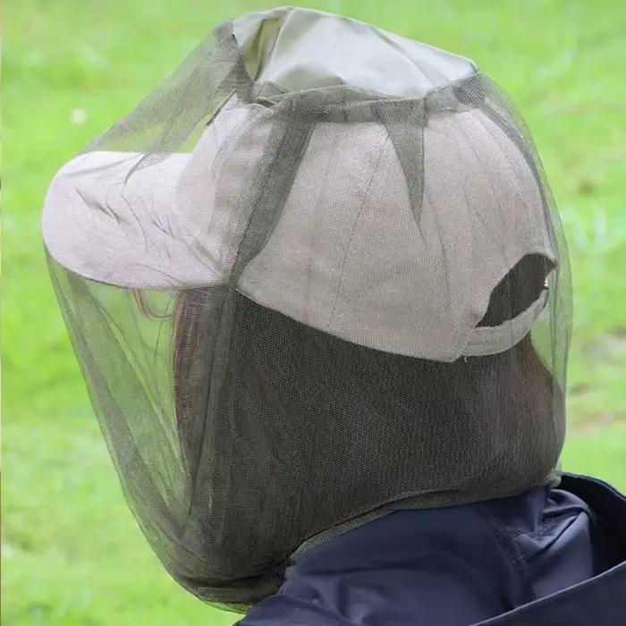 Chapeau de jardinage en filet de maille de tête de moustique anti-insectes en plein air pour la randonnée Camping pêche-chapeau de Protection