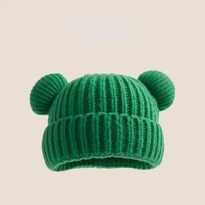 Nouveau coréen lâche grande tête taille petits oreilles d'ours chapeau en laine enfants automne hiver épaissi chaud