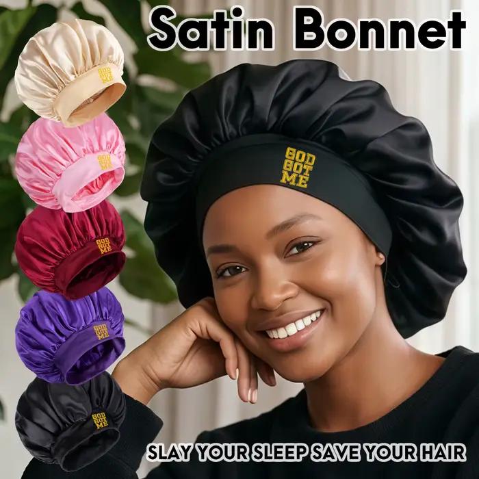 Bonnet de nuit en satin grande taille