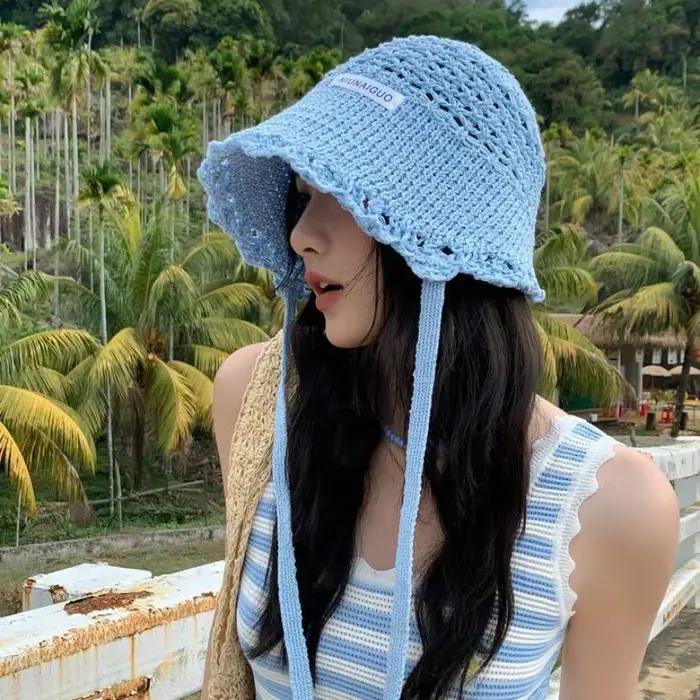 【CPI】 Chapeau de soleil en crochet avec protection UV pour femmes