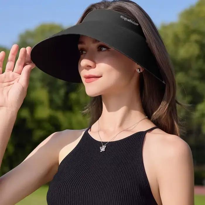 Chapeau de soleil pour femme protection solaire anti-UV polyester tricoté bord ample design moderne pour femmes sorties estivales activités extérieures printemps été