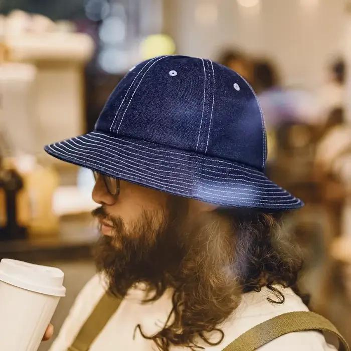 Chapeau de pêcheur Maden Vintage Denim Bleu Unisexe Sport Solide Coton Haute Qualité Occasions Extérieures Avantages Protection Solaire