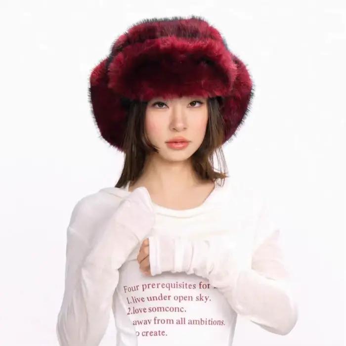 Chapeau Ushanka en Fausse Fourrure Moelleuse Chaud Hiver Style Décontracté ELégant Pour Femmes Occasions Spéciales