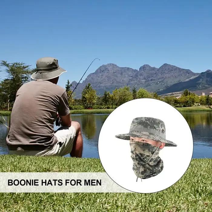 Chapeau Boonie Polyester avec Rabat de Cou Réglable Pour Hommes Protection Solaire Respirante Occasions Extérieures Spéciales