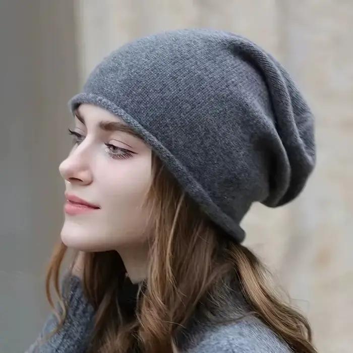 Chapeaux d'hiver pour femmes bonnets tricotés bouclés épaissi garder au chaud Bonnet Baggy casquette femme doux