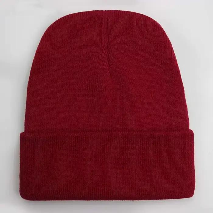 Bonnet unisexe solide automne hiver mélanges de laine doux chaud