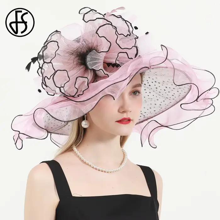 FS vert Kentucky Derby chapeau femmes Organza à pois visière casquette plume fleur mariage église Cocktail thé fête Sombrero 2025