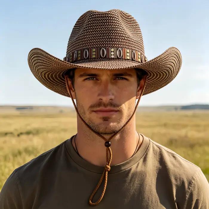 Chapeau de paille Panama rétro de style western