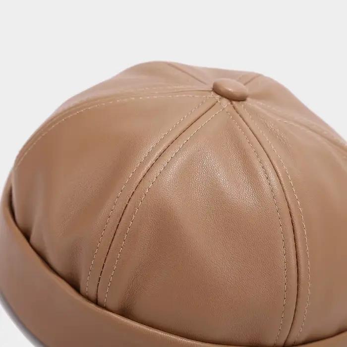 Chapeau de propriétaire rond sans bords en cuir