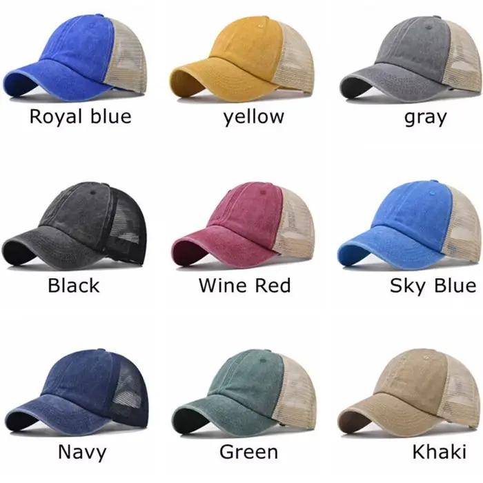 Casquette de baseball vintage en polyester délavé avec visière en denim pour protection UV et confort respirant pour hommes occasions spéciales