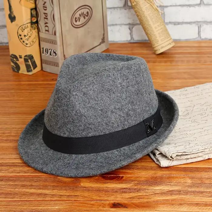 Chapeau Fedora en laine Pure pour hommes