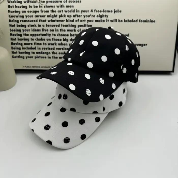 Casquette de baseball Harajuku à bord souple à pois