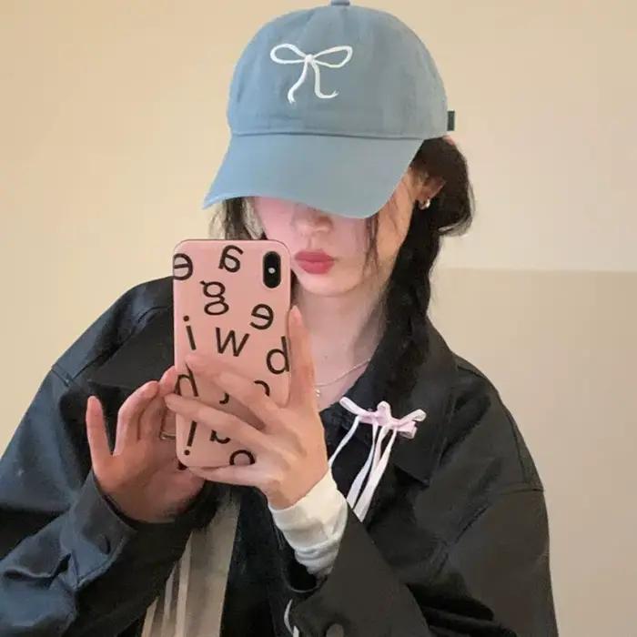Casquette de baseball rose avec nœud pour femmes protection solaire extérieure style sport confortable voyage romantique