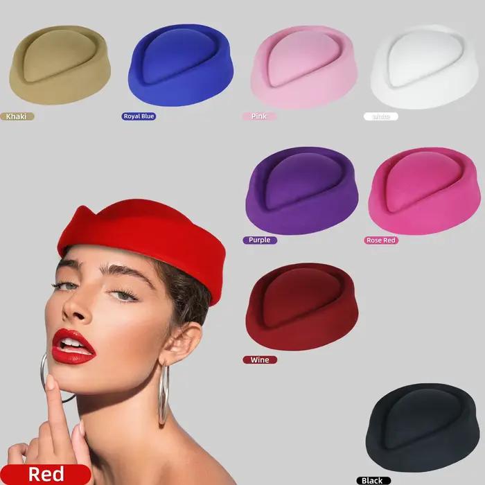 Chapeau d'hôtesse béret en feutre pour femmes